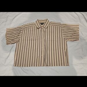 Tippy tops vintage Women's small pink striped crop button top #D20